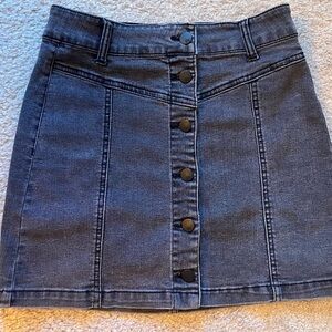 RSQ Black Button-Front Mini Skirt